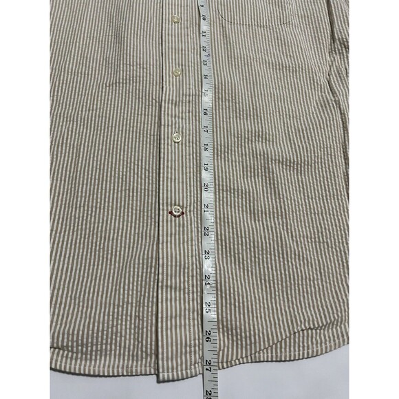 Cremieux Classics Men’s Seersucker Button-Down Shirt Size M Beige Stripped - Picture 3 of 11